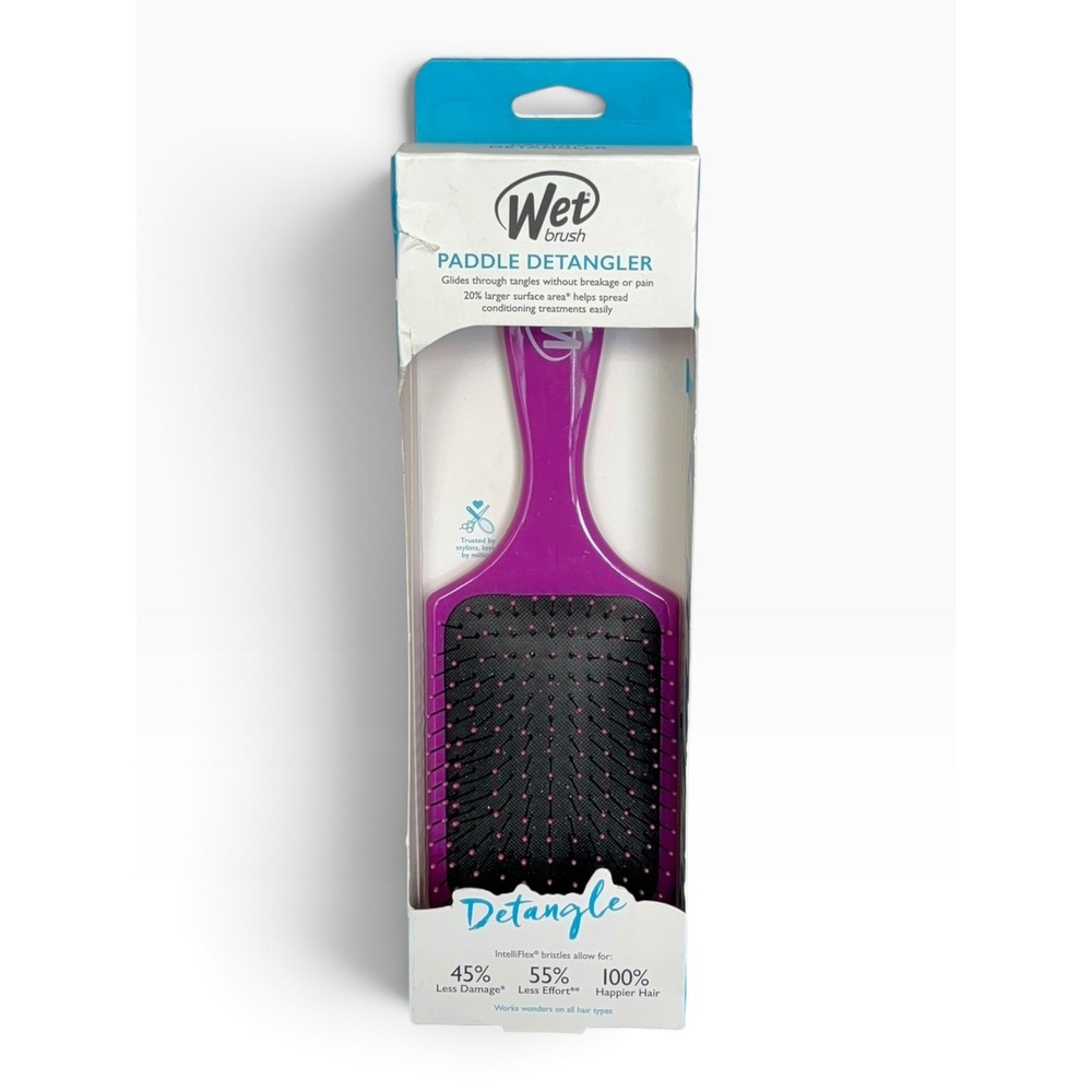 Wet Brush Paddle Detangler Purple Hair Brush IntelliFlex Bristles AquaVent